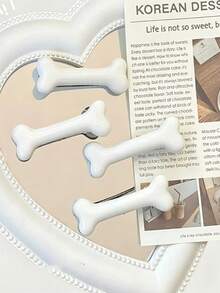 1/4pcs Women's Bone-Shaped Ceramic Dog Bone Hair Clips, Cute Animal Hair Clips, Fashion Hair Accessories - Multicolor - View 2