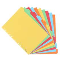 Eagle 3 Ring Binder Dividers With Tabs, 10pcs, Write On Paper Material Index Divider, A4 Size, 11-Hole Punch For 2/3/4/11 Ring Binders, Multicolors, For Office Home - Multicolor - View 1