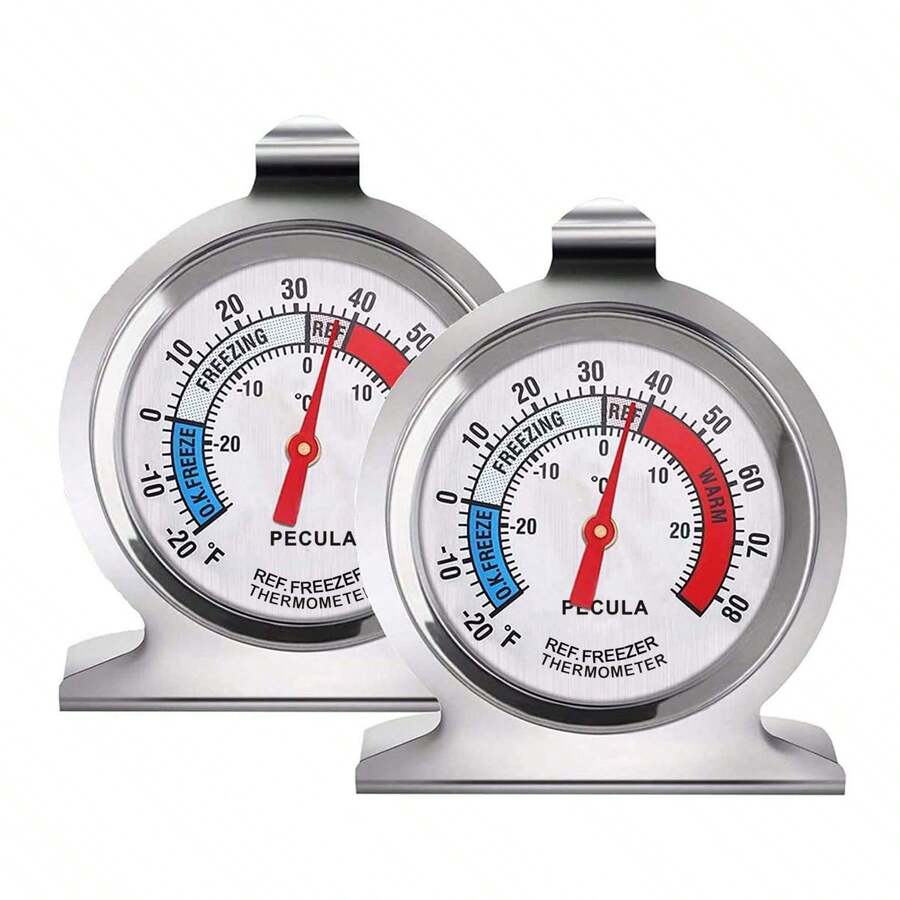 2 Pack Refrigerator Thermometer, -30~30°C/-20~80°F, Classic Fridge Thermometer Large Dial With Red Indicator Thermometer For Freezer Refrigerator Cooler - View 1