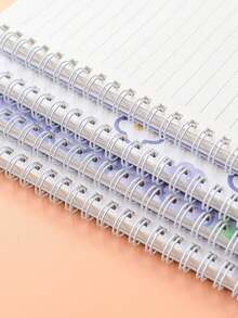 Cuaderno Espiral A5 60 Hojas, Bloc de Notas Portátil con Protección Ocular Gruesa, Páginas Interiores Rayadas para Estudiantes de Primaria, Serie de Flores de Dibujos Animados Lindos, Envío Aleatorio de 1 Pieza - Multicolor - Ver 4