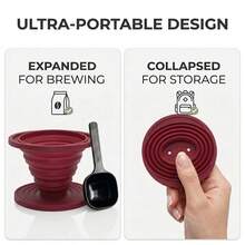 L LEESEPH Reusable Pour-Over Coffee Filter With Coffee Scoop, Foldable Silicone Travel Cup, Portable Camping Pour-Over Coffee Filter, Suitable For Home, Camping, Travel, Office, Backpacking, Hiking, Coffee Accessories - Multicolor - View 3