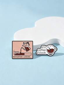 Fun Coffee Theme Brooch Creative English Slogan Metal Pin Bag Clothing Decoration Small Badge - Multicolor - View 4