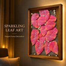 10pcs Standard Glow-In-The-Dark Acrylic Leaf Frame Accessories, Plant & Insect Specimen DIY Handmade Decor, Autumn Forest Square Luminous Decorations, Suitable For Halloween, Thanksgiving, Autumn Home Decor - A - View 3