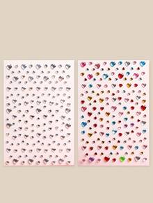 2PCS Large Heart 3D Asymmetrical Self-Adhesive Rhinestone Y2K Women's Face 3D Decorative Rhinestone Stickers Holiday Gift DIY Music Festival Party Makeup Ball Face Decoration Rhinestone Stickers - Multicolor - View 2