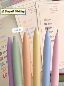 6pcs Set Vintage Dopamine Colorful Retractable Gel Pens 0.5mm Quick-Dry For Journaling, Drawing And Note-Taking - Journaling Art Markers - View 3