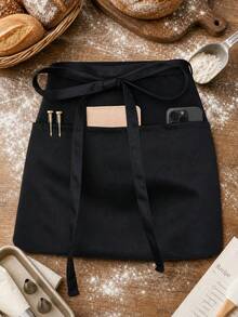1pc Black Waist Apron, Suitable For Waiter/Waitress, With 3 Pockets, Suitable For Home, Life, Household Cleaning Waiter/Waitress Apron, Protective Clothing - Multicolor - View 4