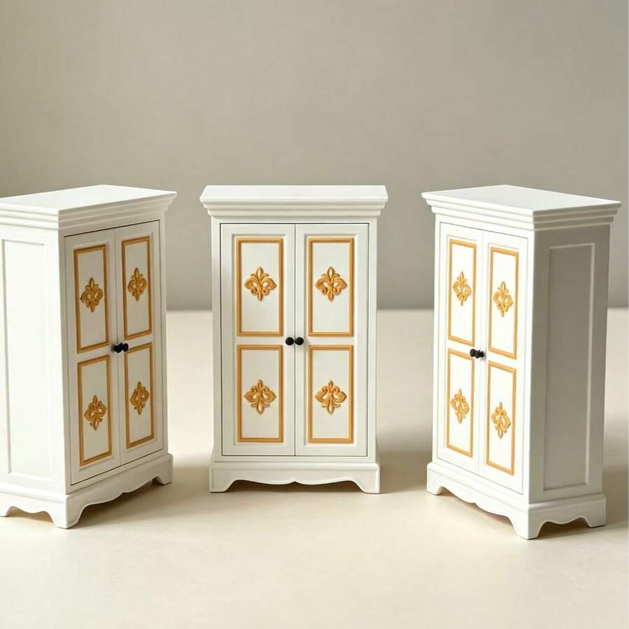 Creative 3D Printed Miniature Victorian Style Dollhouse Home Decor Wardrobe Cabinet Ornament - Wardrobe - View 1