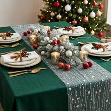 Christmas Star Theme Table Runner Party Tablecloth Silver Star Pattern Party Background Decoration, Suitable For Birthday Anniversary Home Decor Holiday Party Photo Backdrop Christmas Party Banquet Decoration - Silver - View 10