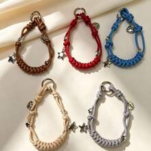 1pc Style Colorful Star Phone Lanyard Handmade DIY Braided Rope Diamond Knot Keychain Digital Lanyard - Multicolor - View 3