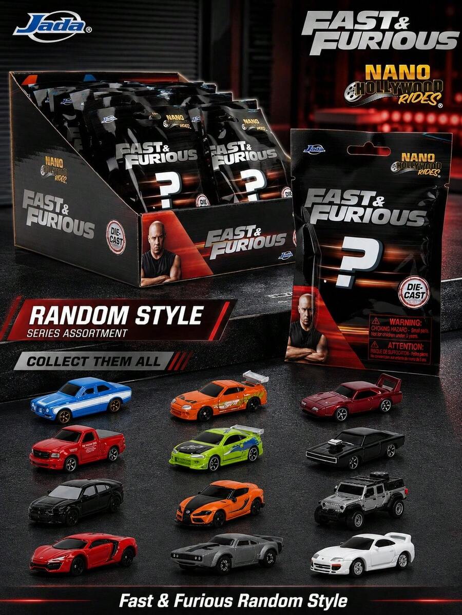 Jada Toys Nano Holly-Wood Rides Fast & Furious Die-Cast Random Style Vehicle, 1pc Assorted Mini Metal Car Collectible, Classic Movie Car Series For Auto Fans, Display Collectors And Fast Saga Enthusiast - Satu paket acak - View 1