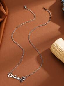 Customized Personalized Rose Pendant Necklace - Multicolor - View 3