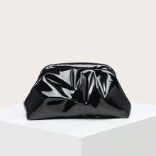 女款漆皮手拿包 抓皺雲朵包 時尚極簡設計 大容量 適合各種派對與度假 - 黑色 - 查看 6