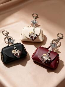 Mini Handbag Keychain, Bee & Heart Pendant Accessory Series, Coin Purse, Portable Small Bag Charm, Suitable For Loose Change And Coins - Multicolor - View 4