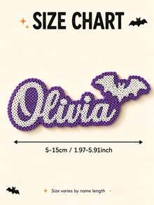 Halloween Personalized Name/Letter Fridge Magnet - Customizable Name Magnetic Sticker, Melted Bead Storage Sticker, Cute Bat Shape, Pixel Beads Style Durable Home & Kitchen Decor, Ideal Halloween Gift, Unique Home & Kitchen Decor Gift, Suitable For Boyfriend/Girlfriend, College Classmates, Couples, Unique Party Gift - Multicolor - View 7