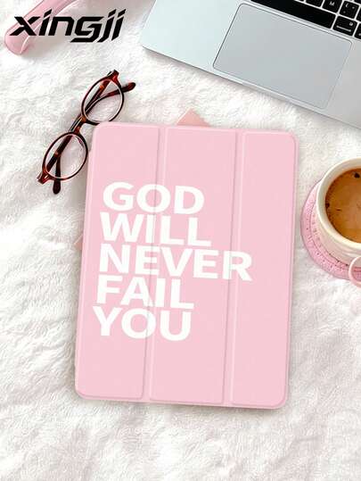 1pc God Slogan Fashion Print Tablet Protective Case, Compatible With Air 8 (M4) 2026 (11-Inch), (A16) 11 Inch 11th 2025, Pro 11 Inch 2021/2020, Galaxy Tab A8 10.5 Inch 2022, Built-In Pen Slot, Shockproof, Auto Sleep/Wake Function, Best Gift Choice