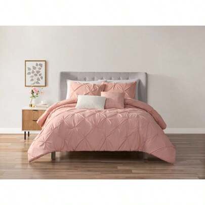 5-Piece Blush Pintuck Comforter Set