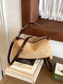 Solid Color Shoulder Crossbody Bag, Lazy Fashion Dumpling Bag, Commuter Small Square Bag - Khaki - View 7