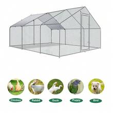 Gallinero exterior walk-in de acero galvanizado 3x6x2 m (9.84x19.68x6.56 ft) - Cubierta impermeable con protección UV y techo puntiagudo - Plateado - Ver 4