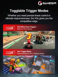 GameSir X5s 無線 Android iOS 手機遊戲控制器，兼容 2 PC 遊戲手柄，霍爾效應搖桿、可切換觸發模式、6 軸陀螺儀、Turbo 功能，黑色 - 黑色 - 查看 10