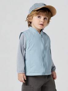 mini bala Chaleco unisex para bebé y niños, cálido, grueso, suave, holgado y versátil, para usar como prenda interior y exterior, otoño e invierno - gris azul - Ver 3