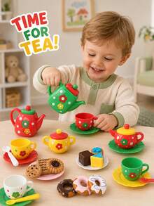 Set Pesta Teh Sore Natal, 24 Buah Set Mainan Teh untuk Bermain Peran Anak Perempuan, Kue Donat, Set Mainan Dapur Anak, Mainan Kostum Pesta - Paket Teh Sore - View 12