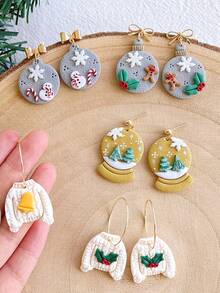Christmas Mini Polymer Clay Molds, Multiple Holiday Shaped Clay Molds, DIY Handmade Clay Earring Impression Molds, Jewelry Craft Supplies - White - View 2