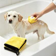 Pet Bath & Grooming Set, Silicone Bath Brush With Soap Dispenser + Quick-Dry Absorbent Towel, Soft Massage Cleaning Tool For Cats, Dogs And Small Animals, Pet Bathing Supplies - Multicolor - View 7