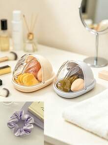 1PC/4PCSPortable Flip‑Lid Makeup Sponge Storage Case, Dust‑Proof Cosmetic Puff Organizer Box, Transparent Visible Cover Design, Holder For Makeup Sponge And Makeup Puffs, Compact Storage Container For Desktop Vanity And Outdoor Travel Use - Multicolor - View 12