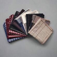 1pc/3pcs Plaid Striped Solid Color Pocket Square, Men's Suit Pocket Handkerchief, Minimalist Casual Fashion, Suitable For Banquet, Birthday, Wedding, Ceremony, Party, Washable And Reusable - Multicolor - View 1