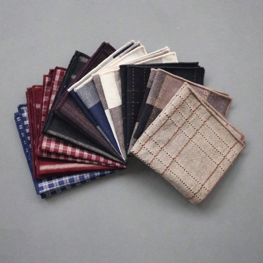 1pc/3pcs Plaid Striped Solid Color Pocket Square, Men's Suit Pocket Handkerchief, Minimalist Casual Fashion, Suitable For Banquet, Birthday, Wedding, Ceremony, Party, Washable And Reusable - Multicolor - View 1