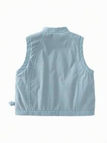 mini bala Chaleco unisex para bebé y niños, cálido, grueso, suave, holgado y versátil, para usar como prenda interior y exterior, otoño e invierno - gris azul - Ver 5