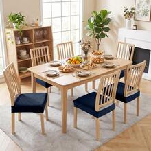 YSTYLE Velvet Elastic Chair Cover Seat 6-Piece Set, Universal Elastic Dining Chair Covers, Removable Chair Cover, Washable For Dining Room Home, Hotel, Banquet - Royal Blue - View 2