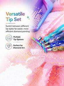 Rainbow Diamond Painting Metal Dot Drill Bit, Thread-In Resin Pen Replacement Tip, 1-25 Diamond Paint Pen Tip, Dot Painting Tool For DIY Rhinestone Crafts - A - View 3