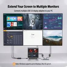 USB 3.0 To Dual Monitor Adapter,4K+1080p Multi-Display Hub For Laptops/Desktops, USB-A/USB-C, Driver Required - View 6