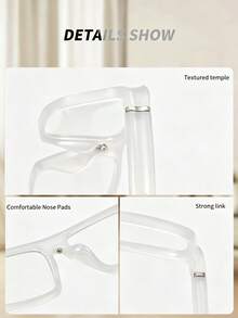 1 Pair Of Men's Fashion Style Clear Glasses, Suitable For Daily Life, And Occasions Such As Computer Reading, Gaming, TV, Mobile Phone Use. - 013 Sand White - View 3
