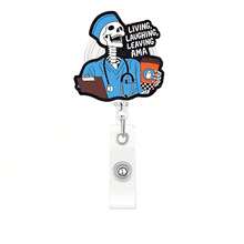 1PC Acrylic Skull Nurse Doctor Retractable Rotating Badge Holder Funny Badge Clip - Multicolor - View 4