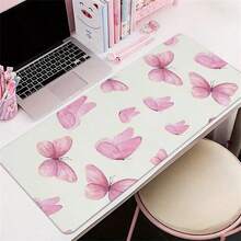 A Pink, Minimalist, Oversized, And Durable Leopard Mouse Pad Featuring A Butterfly Aesthetic-Suitable For Gaming, Office Use, Laptop Keyboards, Or As A Leopard Desk Mat, A Non-Slip Short Plush Base, And Is Available In Multiple Sizes - View 3