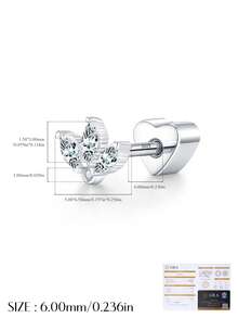 MODIAN D Color Moissanite Helix Stud 925 Plata de Ley Delicada Corona Corazón Pendientes de Tornillo para Mujer Citas Joyería Fina - Plateado - Ver 14