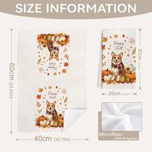 MEMNUN 2 Pcs Autumn Dog Golden Retriever Corgi Pumpkin Maple Leaf Printed Kitchen Towels Dish Cloths, Ultra-Fine Microfiber Polyester Material, Happy Fall Autumn Pet Theme Autumn Harvest Decoration Hand Towels Thanksgiving Home Decor, Kitchen Decor, Fall Decor, Suitable For Restaurant Kitchen Home Decoration And Gift Giving, 40*60cm/45*70cm - Multicolor - View 5