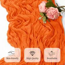 1PC Cheesecloth Tablecloth, Semi-Transparent Bohemian Style Gauze Cheesecloth Tablecloth, Suitable For Wedding, Party, New Year, Birthday, Home Decor, Garden, Farmhouse - Orange - View 9