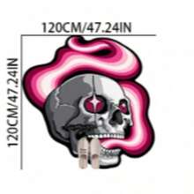 1件哥德式骷髏噴彩色煙裝飾地毯，深色，萬聖節，臥室裝飾，小地毯，地毯，家居裝飾，客廳地毯，客廳小地毯，臥室地毯，客廳家居裝飾，戶外地毯，可水洗地毯 - 彩色 - 查看 11