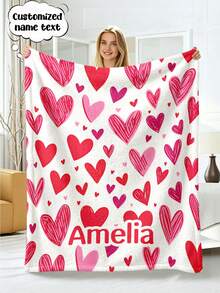 1pc Customized Photo Blanket, Personalized Flannel Blanket With Photo And Text, Office Nap Blanket, Comfortable Blanket, Mother's Day, Father's Day Gift For Parents, Bedding Blanket, Customized Bed Blanket, Customized Text Blanket, Personalized Home Blanket, Customized Name Blanket, Personalized Family Blanket With Photo And Text, Personalized Throw Blanket, Friend Blanket, Comfortable Blanket, Home Gift, Wedding Gift - Multicolor - View 17
