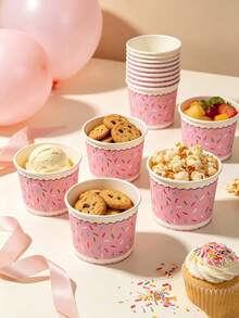 20/10pcs, Pink Dessert Themed Birthday Ice Cream Cup, Dessert Cup, Baking Cup, Suitable For Cold Goods, Ice Cream, Jelly And Snacks, Birthday Parties, Pink Parties, Dessert Shops And Party Supplies, Restaurant Decoration - Multicolor - View 5