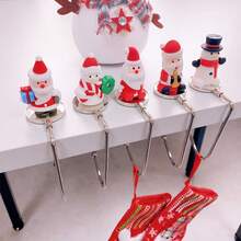 Christmas Stocking Rack Fireplace Hook Non-Slip CZ Christmas Stocking Rack Adjustable Fireplace Stocking Rack Snowman Santa Claus Gift Stocking Clip Set Fireplace Christmas Party Decoration - Multicolor - View 9