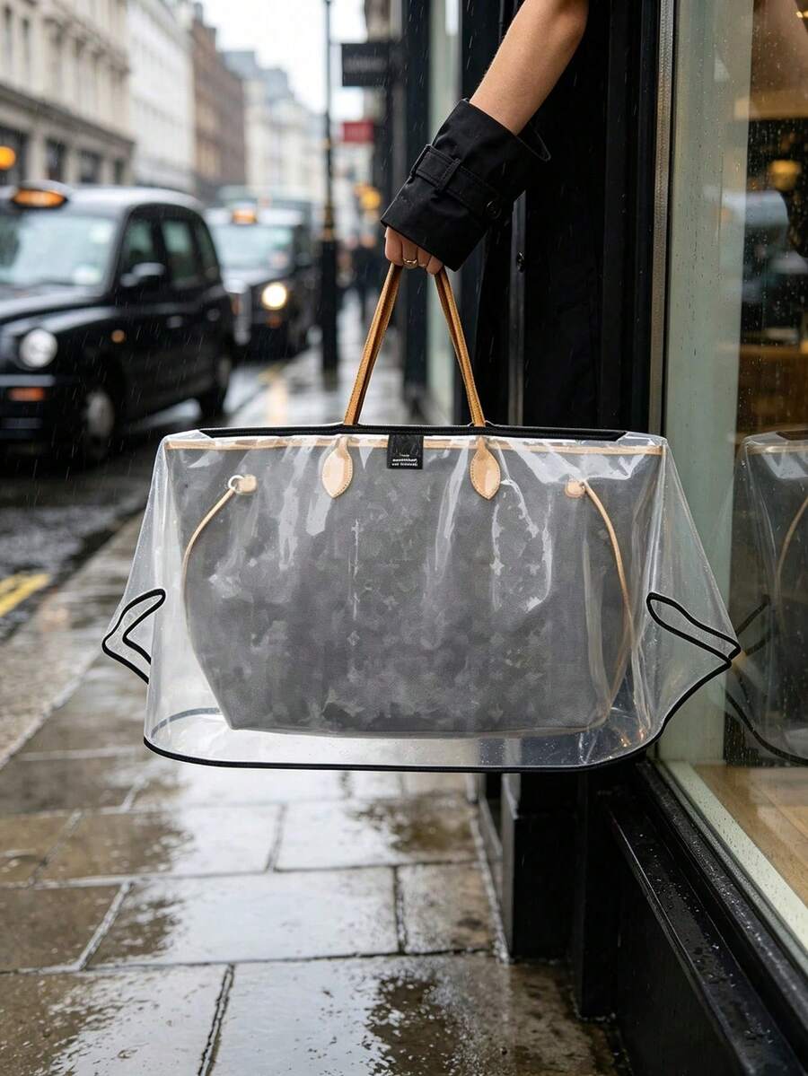 Transparent Handbag Rain Cover, Waterproof Dust-Proof Protective Sleeve, Universal Handbag Raincoat, Transparent PVC Bag Cover Suitable For Daily Commute And Travel, Reusable Handbag Protective Cover,Dust-Proof And Stain-Resistant,Gift For Bag Lovers - Multicolor - View 1
