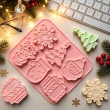 1pc Creative Reindeer Christmas Shaped Chocolate Silicone Mold Jelly Pudding Baking Dessert Cake Decoration Mold - Multicolor - View 2