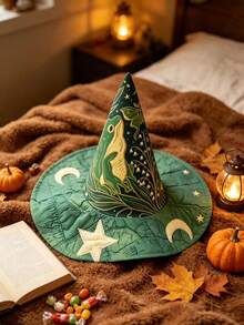 Vintage Handmade Quilted Frog Witch Hat, Halloween Costume Accessory, Suitable For Theme Parties And Holiday Gifts - Multicolor - View 2