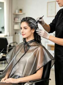 Multi Functional Salon Professional Shawl - Waterproof And Reusable, Made Of PVC Material, Suitable For Shampooing, Dyeing And Styling, Washable Material, Lightweight And Durable, Hair Dye Cap, Home Hairdressing Set, DIY Hair Dye Set,Back To School - A - View 4