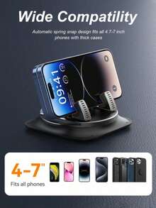 360° Rotatable Car Phone Holder, ABS Material Non-Slip Base, Adjustable For Dashboard/Desktop Use, Compatible With IPhone And Android Smartphones, Rotating Arm Design, Suitable For Hands-Free Driving, Navigation, Video Calls - A - View 7