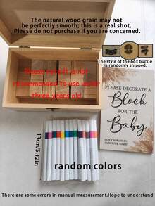 44pcs/1set-Bohemian Style Party Block Game, Fun Party Game Signage Activity Set, Block Shaped Guest Sign-In Book Alternative DIY Blank Wooden Block Signage Set (Suitable For Gus), Gender Reveal Party DIY Blocks, Guest Party Signage Book Activity, Furniture Decor Collection Set Brown) - Multicolor - View 9